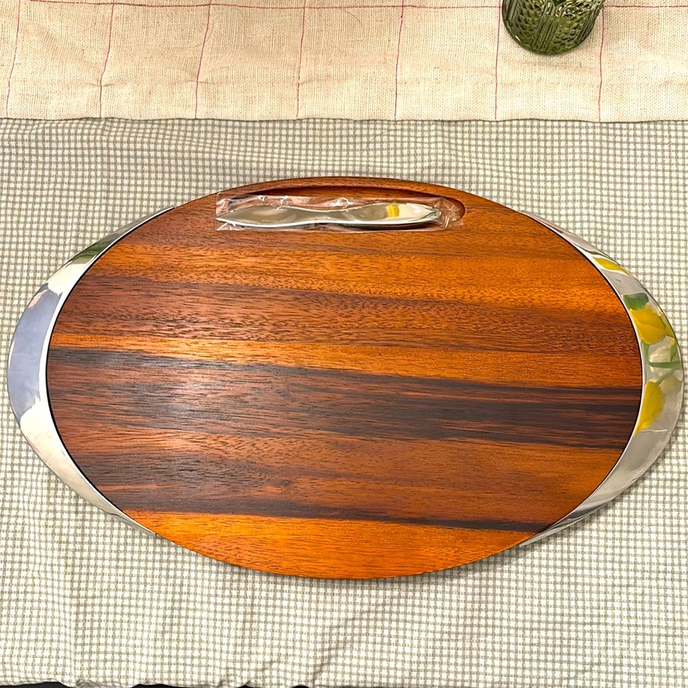 Nambe Eclipse Cheese Board with Knife new in box